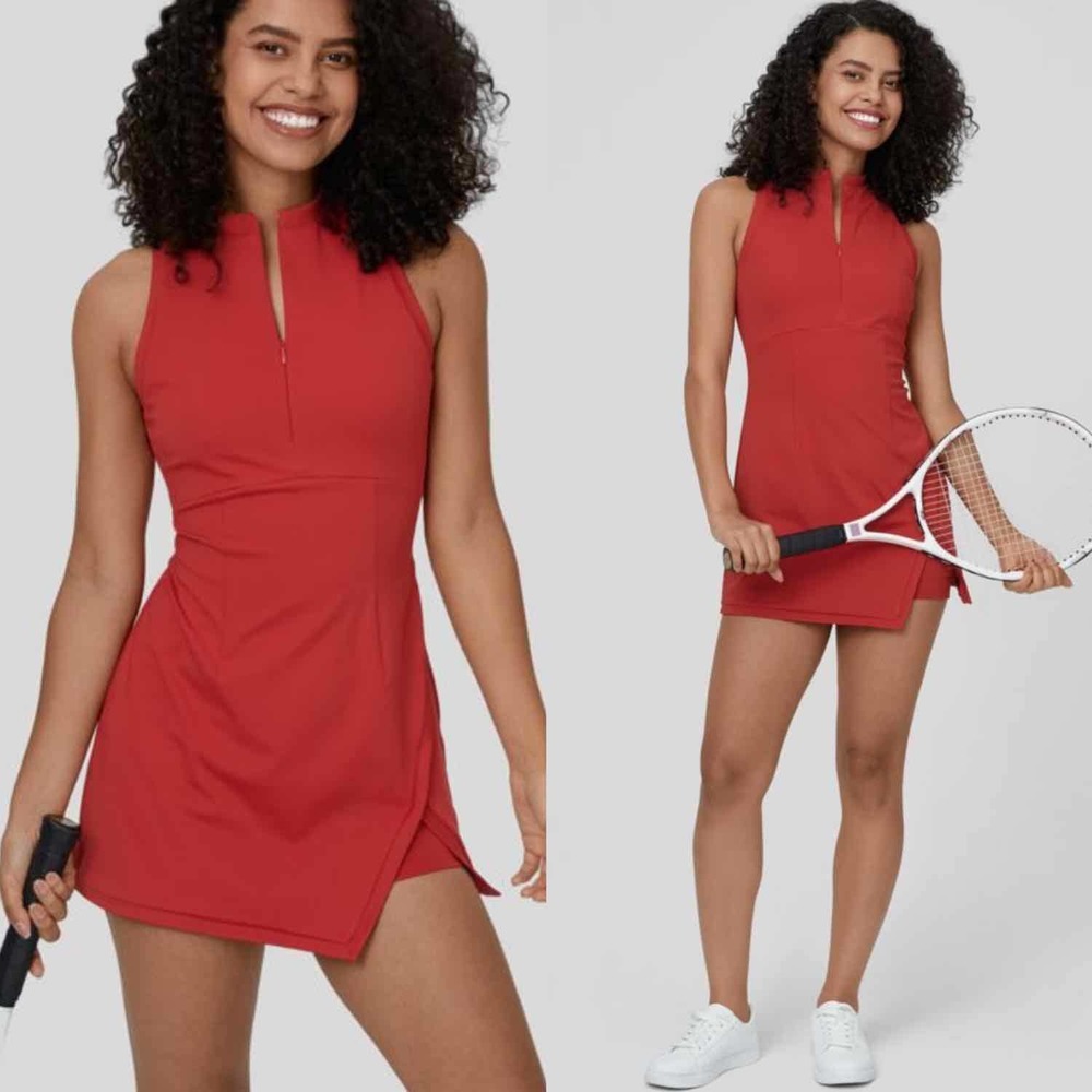 NWT Halara Sleeveless Zipper Split Side Pocket 2-Piece Mini Tennis Dress